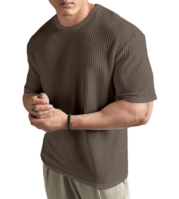 Mens Solid Dotted Unique Design Oversized Tshirt for Men - Round Neck Loose Fit Drop Shoulder Mens T-Shirt